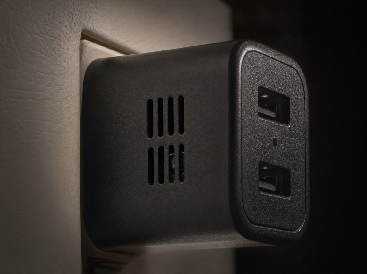 Macro of a hidden camera charger